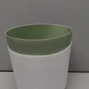 8'' Plastic Flower Planter Pots Set of 2 Indoor Outdoor Planters with Drainage Saucer for Garden Home (Green & White, 8 inch)