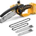 Mini Chainsaw Cordless for Dewalt 20V MAX Battery,8-Inch and 6-Inch 2-IN-1 Brushless Chainsaw with 750W Brushless Chain saw - 24.6FT/S Cutting, 4000RPM, for Wood Cutting(Battery Not Included) (Yellow)