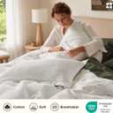 Bedsure Cotton Duvet Cover Queen - 100% Cotton Waffle Weave Coconut White Duvet Cover Queen Size, PureWoven Breathable Bedding Set for All Season, 3 Pieces, 90"x90"