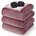 Bedsure Electric Blanket Queen Size - Dual Control Heated Blanket Queen, Fast Heating with 10 Time Settings & 10 Heat Settings, Warm Gift for Grandma (84x90 inches, Woodrose)