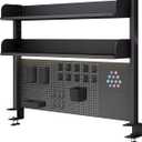 Clamp On Desk Shelf Organizer, Clamp On Desk Pegboard,Computer Desk Accessories for Office, Privacy Panel for Gaming Desk, Clamp-On Desktop Shelving System,Black (31.5in)