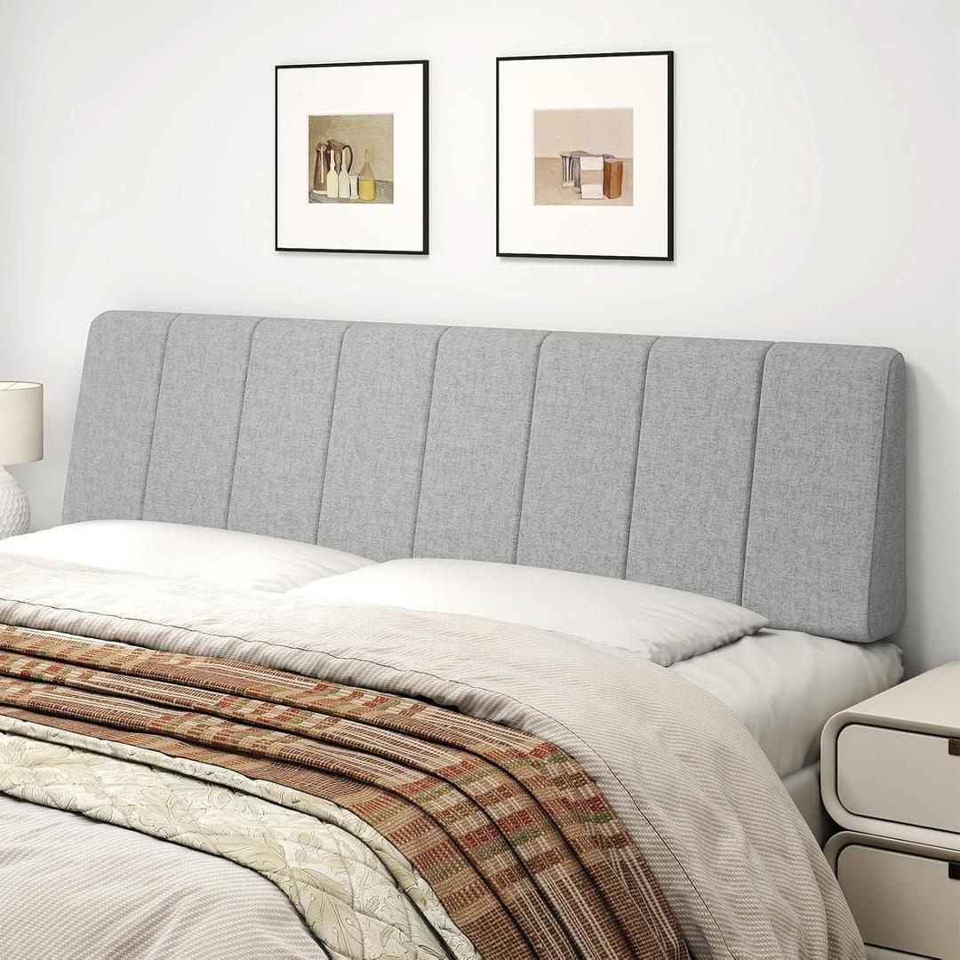 King Size Headboard Only-No Assembly, Upholstered Headboard King Size Linen Fabric Modern Style Headboards Extra-Thick, Light Gray