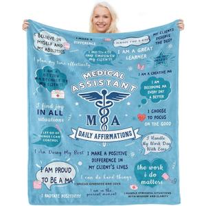 Medical Assistant Gifts, Medical Assistant MA Week Gift, MA Students Throw Blanket 60"X 50" Inch, Medical Assistant Appreciation Gift for Women, Christmas Birthday Gift Ideas for Coworker