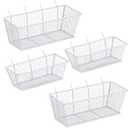 Sieral 4 Pcs Pegboard Baskets Metal Wire Shelf Baskets Peg Board Organizer Accessories Wall Mount Organizer Attachments for Garage Workbench Various Tool Accessories, 2 Sizes (White,Small, Medium)