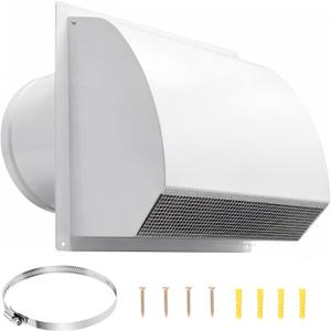 10 Inch Steel Hooded Wall Vent Cover with Screen & Backdraft Damper, White