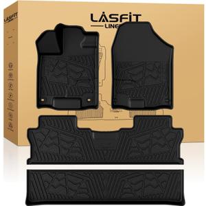 LASFIT Floor Mats for Honda Ridgeline 2026 2025 2024 2023-2017 Crew Cab, All Weather Protection TPE Non-Slip Custom Fit Automotive Accessories Floor Liners 1st & 2nd Row, Black