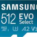 Samsung EVO Select microSDMemory Card + Adapter, 512GB microSDXC, Up-to 160 MB/s, 4K UHD, UHS-I, C10, U3, V30, A2, for Mobile Phone, Smartphones, Nintendo-Switch, and Tablets (MB-ME512SA/AM)