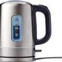 Amazon Basics Electric Stainless Steel Kettle for Tea and Coffee, BPA-Free, Fast Boiling, Auto Shut-Off, 1 Liter, 1500W, Black and Silver