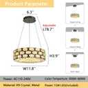 Crystal Chandelier for Dining Room Dimmable LED Ceiling Light Fixture Height Adjustable Chandliers for Kitchen Island Entrance Hallway Black, W12"