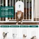 Babelio 36" Tall Auto Close Baby Gate with Small Cat Door, 29-43" Metal Cat Gate for Doorway, Stairs, House. Easy Walk Thru Dog Gate with pet Door, Includes 4 Wall Cups and 3 Extension Pieces, White