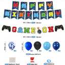229 Pcs Video Game Decorations Game Birthday Party Supplies Video Game Decorations Tableware Set Include Plates Banner and Tablecloth for Game on Birthday Decorations Kids Serves 20 Guests