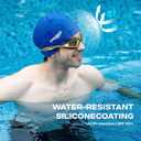 9 x COOLMATE Fabric Swim Cap for Women, Men & Kids Silicone Water Resistant Layer, Lightweight Cloth Cap for Pool & Lap Swimming Non-Slip Comfortable Fit, Gift for Swimmers (1 Pack) (Blue, L)