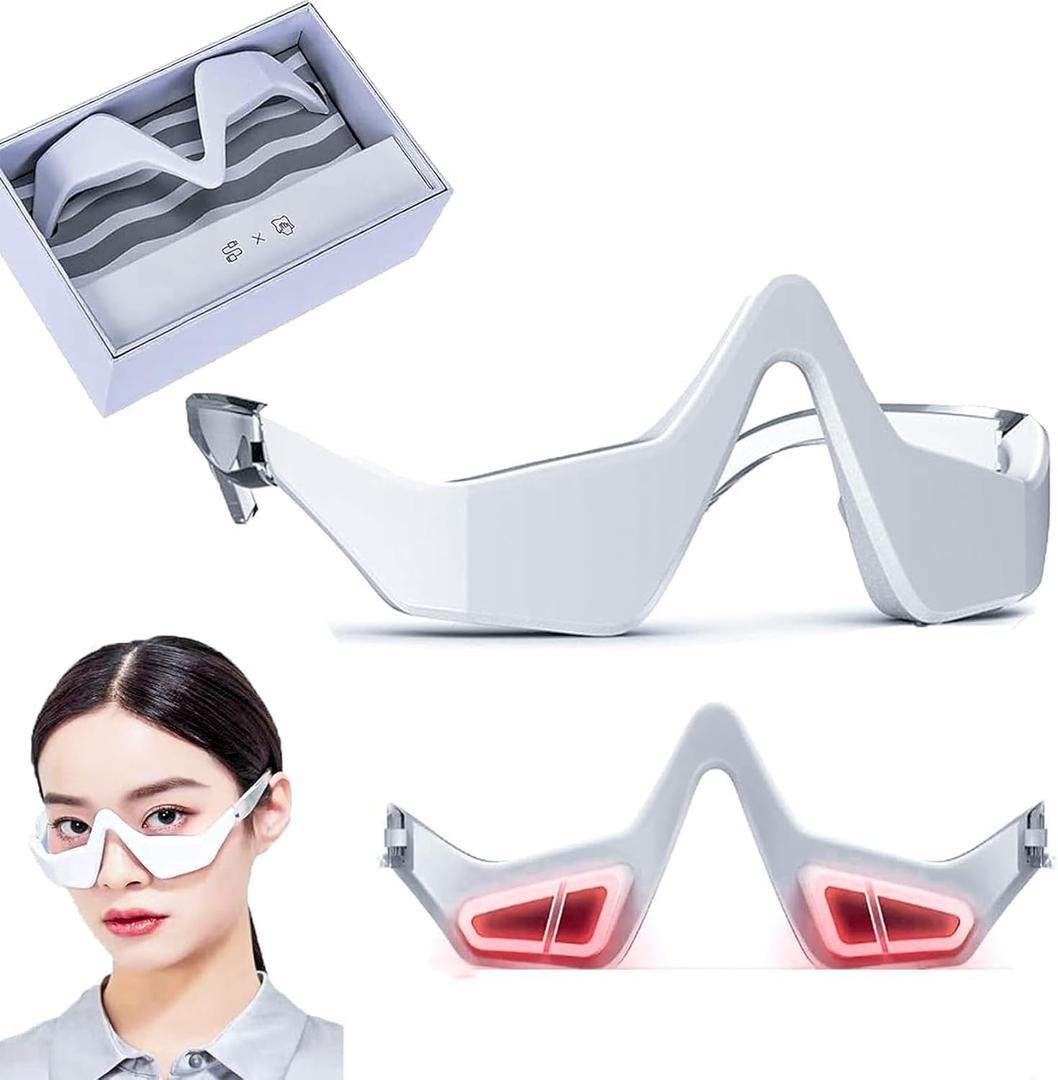 Under Eye Light Therapy Device for Eyes Glasses - Red Light Microcurrent Eye Massager with Modes, Red Light Therapy Eyes Bags & Wrinkles, Dark Circles Treatment Device Red Light Eye Mask for Eye Bags