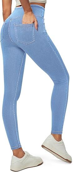 Heathyoga Stretchy Jeans for Women Trendy High Waist Pull On Jeggings Tummy Control Womens Skinny Jeans Leggings with Pockets
