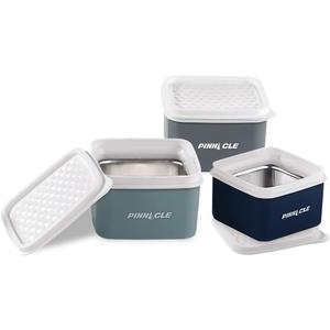 Pinnacle Baby/Toddler/Kids Stainless Steel Insulated Food Storage Container Small Leak Proof Lunch Box- 3 pk. 8 oz Snack Containers- Square Thermal Food Container With Airtight Lid