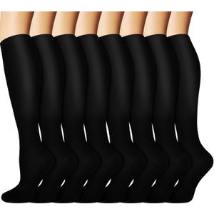 Graduated Copper Compression Socks for Men & Women Circulation 8 Pairs 15-20mmHg - Best for Running Athletic Cycling (Small-Medium, Black)