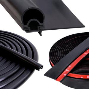 RV Slide Out Seal Base 018-341 EK & D-Seal Wiper 018-312-EKD | 1" x 15/16" x 35' & 1/2' x 2.75' x 35 Black Rubbers