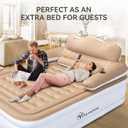 YITAHOME Queen Size Air Mattress with Headboard and Built-in Pump, 18in Blow Up Mattress with Carry Bag, Repair Kit, and Nozzles for Home, Camping, and Travel, Brown