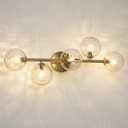 5 Lights Bathroom Vanity Light,Brushed Gold Globe Bathroom Light Fixtures | Hammered Clear Glass Wall Sconce Lighting,Mid Century Modern Brass Bubble Glass Bathroom Vanity Lights over Mirror,G9 Base