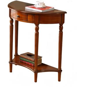 Solid Wood Console Table with Drawer, Semi-Circle Entryway Storage Shelf, Half-Moon Porch Table Side Elegant Vintage Sofa for Living Room (23.6" L x 11.8" W x 31.5" H)
