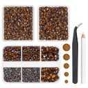 qiipii 3 Boxes 5070PCS Dark Brown Resin Rhinestones 2mm 3mm 4mm 5mm 6mm Chocolate Crystal Stones Crystals Diamonds No-Hotfix Gems Charms for Nails Face Eyes Makeup Tumblers Mugs Bottles Crafts Clothes