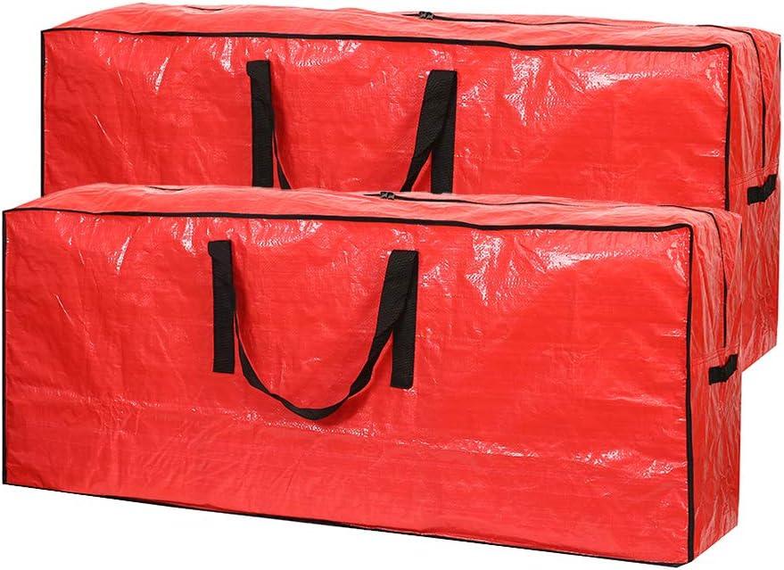 Sattiyrch Christmas Tree Storage Bag- 2 pack - Fits Up to 7.5ft Xmas Disassembled Trees with Durable Reinforced Handles & Dual Zipper -Waterproof Material Protects from Dust,Moisture(Red, 7.5ft)