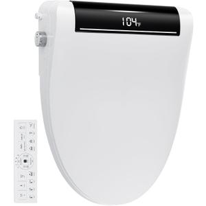 Bidet Toilet Seat,Voice Control,Auto Open,Heated Water,Elongated | Warm Air Dryer,Heated Seat,LED Temp Display,Wireless Remote,Self-Cleaning Nozzle,Night Light,Bubble Shield
