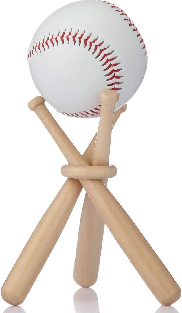 Honoson Baseball Stand Holders Balls Display Bat Wooden Stand Holder Display Centerpieces Tables for Baseball Sports Lover (4 Pack)