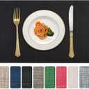 LANDVIEW Vinyl Placemats Set of 4, PVC Woven Washable Non-Slip Table Mats, Heat Resistant Wrinkle Free Place Mats for Dining Table, Easy to Clean (4, Black)