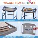 NOVA Walker Tray Table with Spill-Proof Raised Edges and Two Cup Holders and for Seniors, Standard Folding Walker Accessory, 16 x 23 Inch