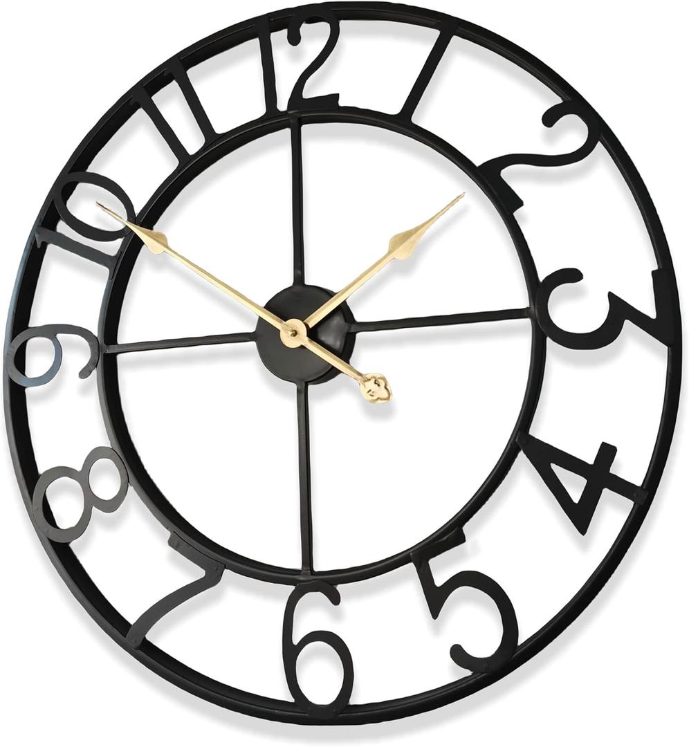 30 Inch Oversized Modern Farmhouse Clock Large Metal Clocks for Walls Home Decor Outdoor Indoor,Cut-Out Decorative Clocks for Living Room Patio Porch,Giant Metal Art