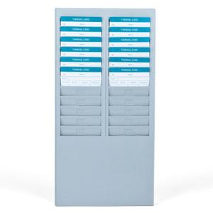 Flexzion Time Card Holder Wall Mount Rack 24 Pocket Slots Compatible with 7" inch Cards Pyramid Series 2000 6000 Attendance Time Payroll Recorder for Office Punch in Clock Out (Gray)