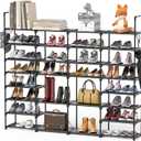 Mavivegue Extra Large Shoe Rack, 8 Tier 4 Rows 72-76 Pairs Big Tall Metal Shoe Shelf,Big Boot Rack Storage Organizer for Garage,Show Rack Shoe Holder Stand,Closet Rack Organizers and Storage (Black)