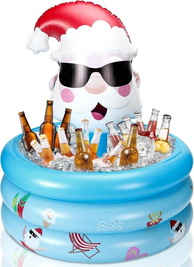Bencailor Party Decoration Inflatable Xmas Cooler Blow up Pool Birthday Party Favor Supplies Inflatable Serving Bar Food Container Cool Beverage Coolers Gifts (Blue)