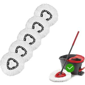 [ 5 Pack ]Mop Heads Replacements, Spin Mop Replacement Head Deep Cleaning Machine Washable and Easy-to-Replace,Spin Mop Refill Replacement Head 100% Microfiber,Mop Head Compatible with O Ceda EasyWrin