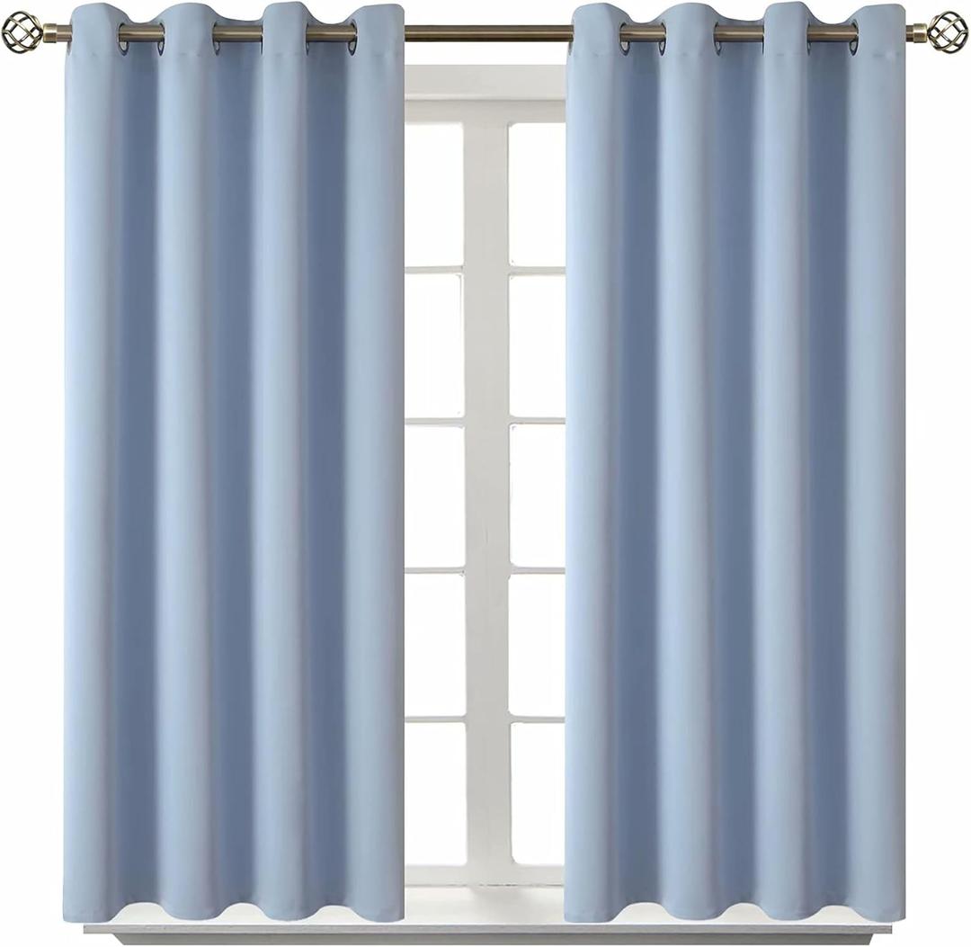 BGment Blackout Curtains for Living Room - Grommet Thermal Insulated Room Darkening Curtains for Bedroom, 2 Panels of 52 x 45 Inch, Spa Blue