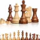 Collector Edition Wooden Chess Pieces Chess Coins Pawns Chessmen Figurine Pieces (Brown & White)