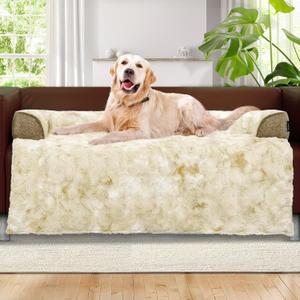 Calming Extra Large Dog Couch Bed, 45 x 37 inch Waterproof Removable Pet Mat Couch Cover for Furniture Protector, Non-Slip Fluffy Pelsbarn Dog Bed for Couch, Sofa, Car - Tie-Dye Khaki