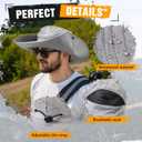 Oversize Sun Hat Men XXL Wide Brim Bucket Hat Big Head Waterproof UPF 50+ Summer Sun Cap for Fishing Hiking Safari (Light Grey)