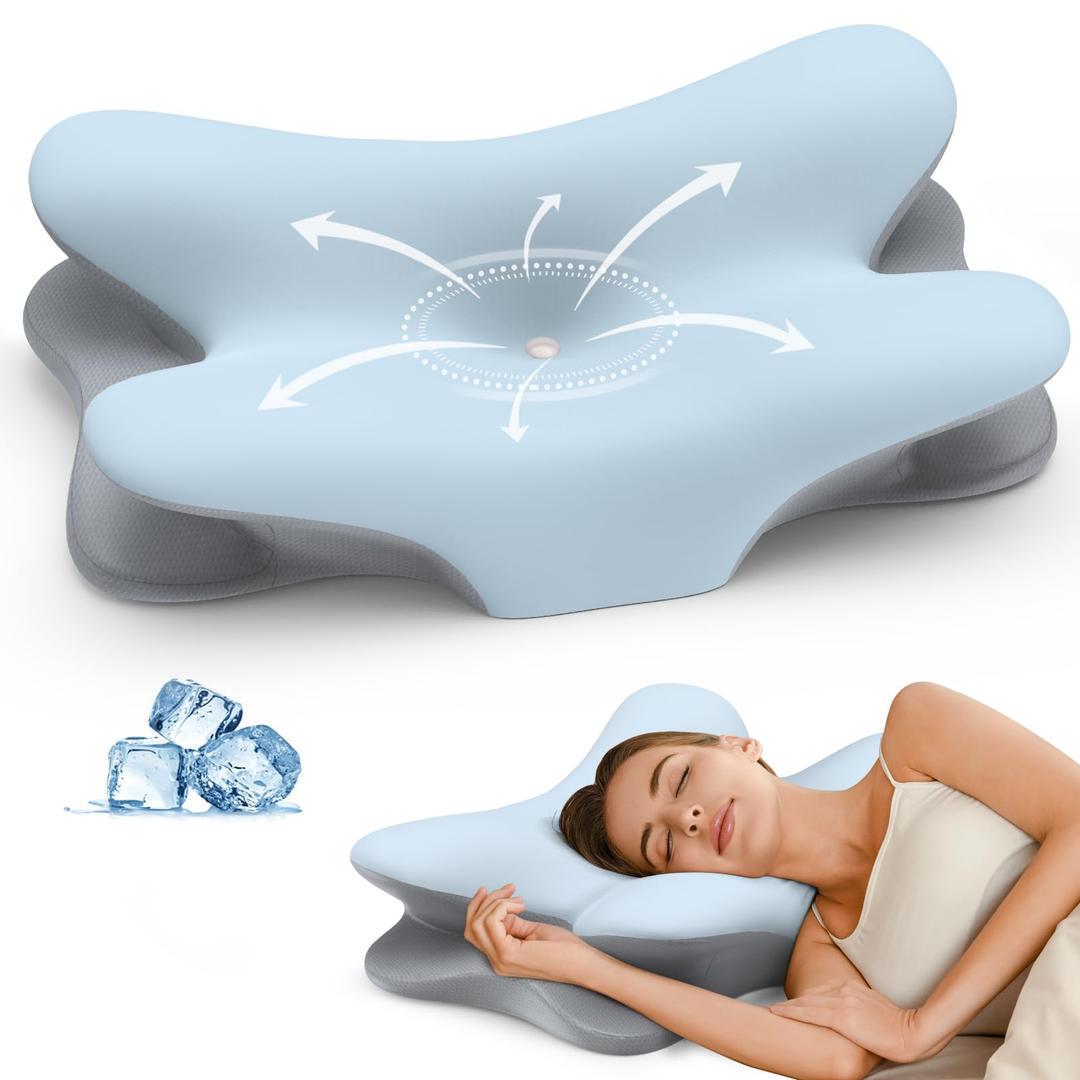Besyodo Cervical Pillow for Neck Pain Relief - Neck Pillow Memory Foam Pillows(Blue)