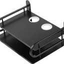Black Metal Double Wireless WiFi Router Storage Box Wall Hanging Shelf with Cable Organizer, 2 Shelves, Large