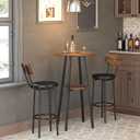 HOOBRO Bar Table, Round Pub Table, 2-Tier with Storage, 37.4" High Top for Small Spaces, with Top Particleboard for Kitchen, Easy to Assemble, Rustic Brown BF55BT01, 21.7"l X 21.7"w X 37.4"h
