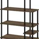 Furinno Turn-N-Tube 4-Tier Wide Toolless Multipurpose Printer Stand Display Storage Shelf with Wheels, Columbia Walnut/Black, Size: 3-Tiers Storage (Large)