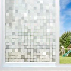Window Privacy Film Frosted Glass Window Film Decorative, Removable Static Cling Heat Blocking Sun Blocker Front Door Window Covering for Bathroom Home Office (Mosaic, 35.4" x 78.7")