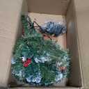 2 Pack Pre-Lit Christmas Tree Urn Filler, Lighted Artificial Xmas Pine Trees with Tripod Stake, Battery Powered Outdoor Light up Planter Filler Festival Holiday Decor for Porch, Driveway, Yard