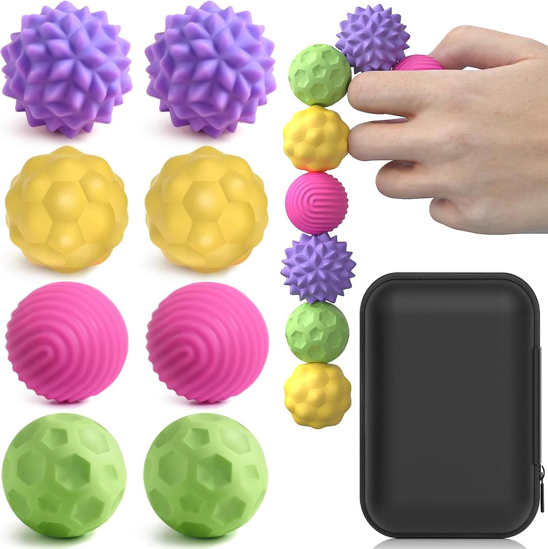 Silicone Magnetic Balls Fidget Toys for Adults & Teens, 8PCS Stress Relief Sensory Toys for Autism ADHD Anxiety, Fun Textures Gadgets,Office Desk Toy,Stocking Stuffers for Women Men Teen Gift (Color 1)