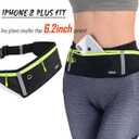 USHAKE Slim Running Belt, Workout Fanny Pack for Men Women,Exercise Waist Pack for Apple iPhone Holder, Runner Belt for Running Walking Cycling Camping Gym (black/3 yellow zippers)
