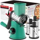 Cheese Grater Rotary, Rotary Grater for Kitchen, Kitchen Grater Vegetable Slicer with 3 Drum Blades, Fast Cutting Cheese Shredder for Vegetables and Nuts