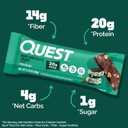Quest Nutrition Mint Chocolate Chunk Protein Bars, 20g Protein, 1g Sugar, 4g Net Carb, High Fiber, Gluten Free, Keto Friendly, 12 Count (EXP 02/10/26)