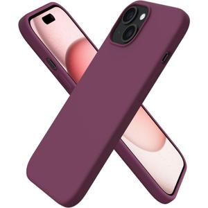 ORNARTO Compatible with iPhone 15 Case 6.1, Slim Liquid Silicone 3 Layers Full Covered Soft Gel Rubber Phone Case, Anti-Scratch Shockproof Protective Cover 6.1 Inch, Wine Red